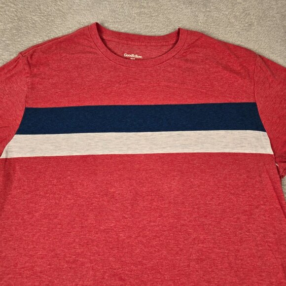 Goodfellow Shirt Mens Extra Large Coral Chest Stripes Colorblock Stripe Casual - Picture 7 of 7